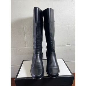 Dansko Risa Tall Leather Low Heel Black Leather Zip Side Womens 40 EU/9.5-10 US